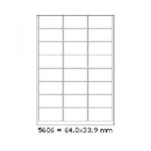 Samolepiace etikety 64 x 33,9 mm, 24 etikiet, A4, 100 listov
