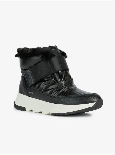 Black women's snow boots with faux fur Geox Falena - Women's