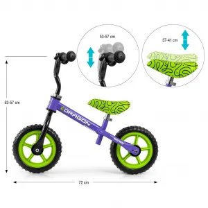Detský balančný bicykel Milly Mally Dragon violet
