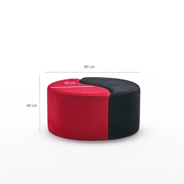 Taburette Alis Pouf Červená a čierna