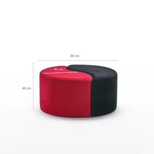 Taburette Alis Pouf Červená a čierna