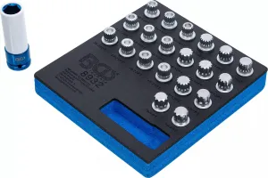 BGS Technics Sada nadstavcov na bezpečnostné skrutky kolies pre BMW, 12.5 mm (1/2”), 21 ks (BGS 8932)