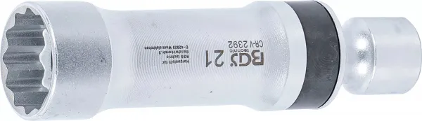 BGS Technics Hlavica na zapaľovacie sviečky, 12-hran, s prídržnou pružinou, 3/8", 21 mm