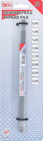 BGS Technics Pilník na opravu závitov, vnútorné aj vonkajšie závity | Whitworth 0.80 - 3.00 mm (BGS 1922)