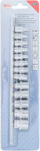 BGS Technics 13-dielna sada nástrčných hlavíc s 1/4" (6,3 mm) Gear Lock BGS 2150