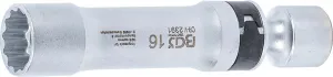 BGS Technics Gola hlavica na zapaľovaciu sviečku s prídržnou pružinou, 12-hran | 16 mm, 10 mm (3/8") račňa (BGS 2391)