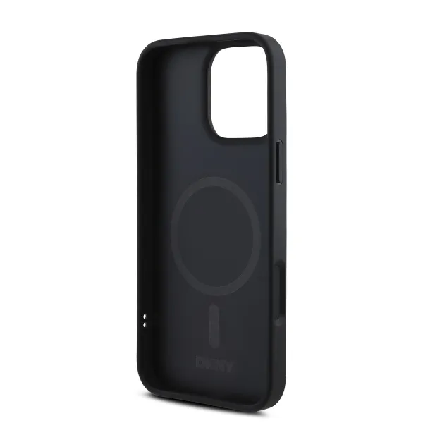 DKNY PU LEATHER SILVER Ochranný kryt Apple iPhone 16 Pro Max šedý