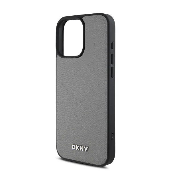 DKNY PU LEATHER SILVER Ochranný kryt Apple iPhone 16 Pro Max šedý