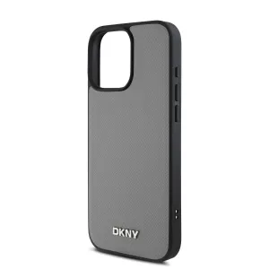 DKNY PU LEATHER SILVER Ochranný kryt Apple iPhone 16 Pro Max šedý