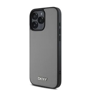 DKNY PU LEATHER SILVER Ochranný kryt Apple iPhone 16 Pro Max šedý