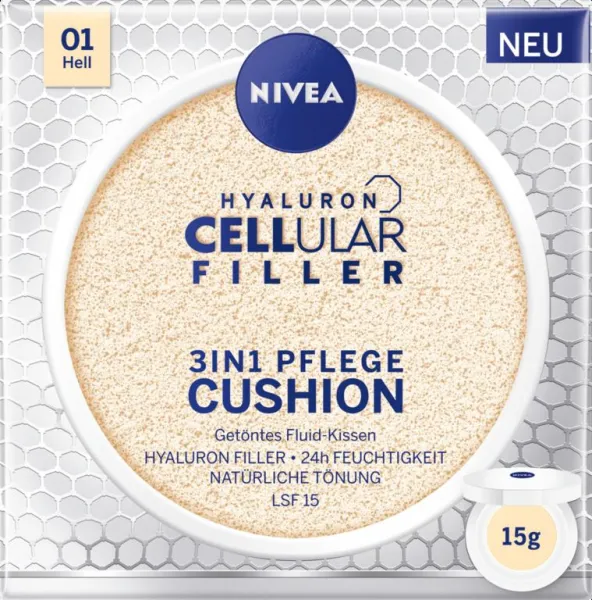 NIVEA Hyaluron Cellular Filler Cushion make-up v hubke 3v1 odtieň 01 Light 15 g