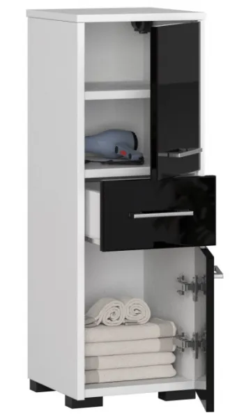 Ak furniture Kúpeľňová skrinka Fin biela/čierny lesk