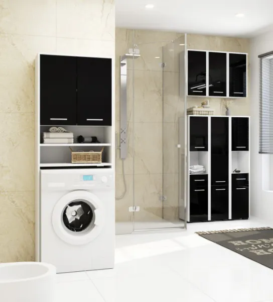 Ak furniture Kúpeľňová skrinka Fin biela/čierny lesk