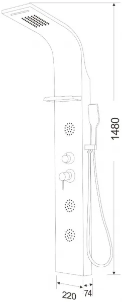MEXEN - Borg sprchový panel, čierny 7615-03-70