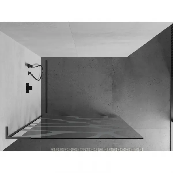MEXEN/S - Kioto L Sprchová zástena WALK-IN 80 x 200, biely vzor, grafit kartáčovaná 800-080-103-66-97