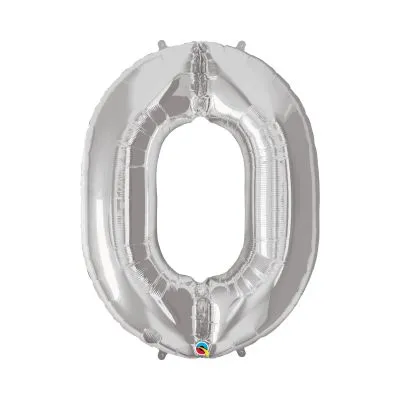 Fóliový balón s číslicami 0 strieborný 92cm