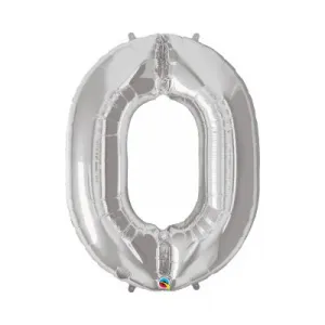 Fóliový balón s číslicami 0 strieborný 92cm