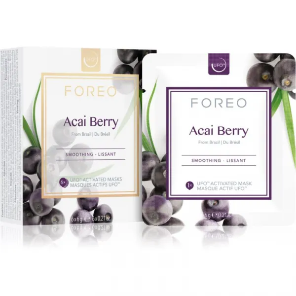 FOREO UFO™ Acai Berry vyhladzujúca maska 6 x 6 g