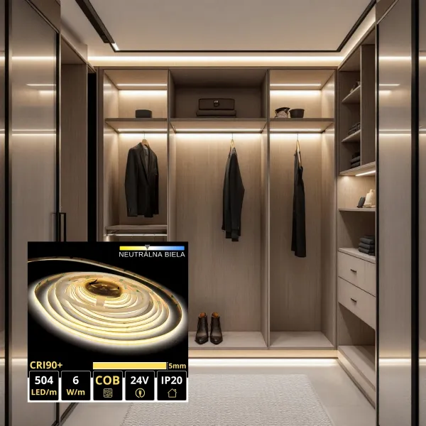 LEDprodukt 5m PROFI LED pásik 504LED/m COB SLIM 6W/m neutrálna biela IP20 24V