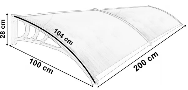 MAKO DUO plastová strieška 100x200cm sivá