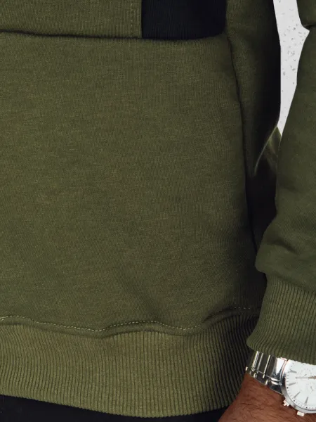 Pánska khaki mikina s kapucňou