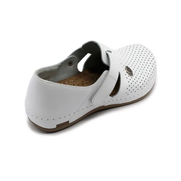 Leon 959 Dámska celá pracovná kožená obuv 37 - 24cm, biela, 2,5 cm