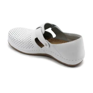 Leon 959 Dámska celá pracovná kožená obuv 37 - 24cm, biela, 2,5 cm