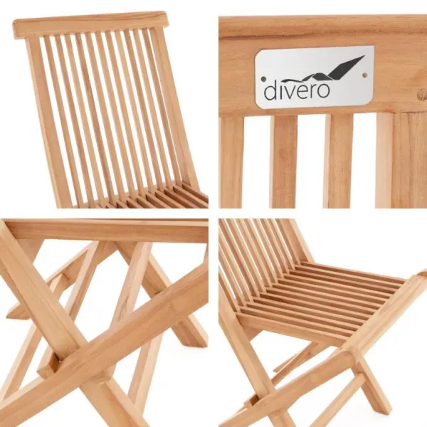 Divero 33137 Skladacia stolička z tíkového dreva 4 kusy
