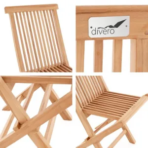 Divero 33137 Skladacia stolička z tíkového dreva 4 kusy