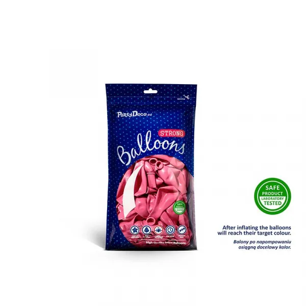 PartyDeco Balóny metalické tmavoružové 12cm 100ks