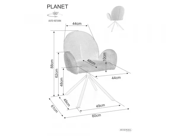 Signal Otočné jídelní křeslo Planet světle šedé