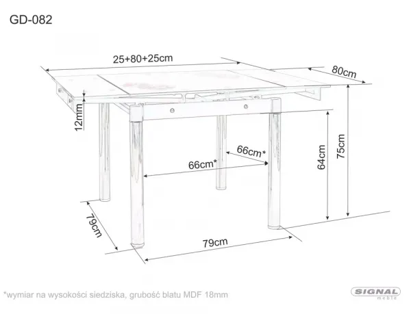 Signal Rozkládací jídelní stůl Franklin 80/131 cm mramor bílý/černý mat