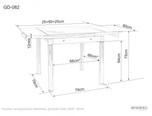Signal Rozkládací jídelní stůl Franklin 80/131 cm mramor bílý/černý mat