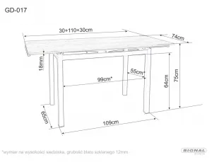 Signal Rozkládací jídelní stůl Brandley 110/170 cm bílý/černý