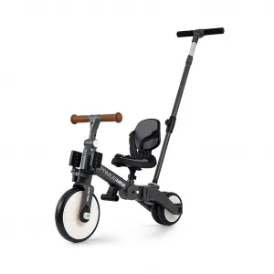 Detská trojkolka 5v1 Milly Mally Optimus Max s vodiacou tyčou dark grey