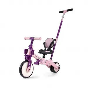 Detská trojkolka 5v1 Milly Mally Optimus Max s vodiacou tyčou pink