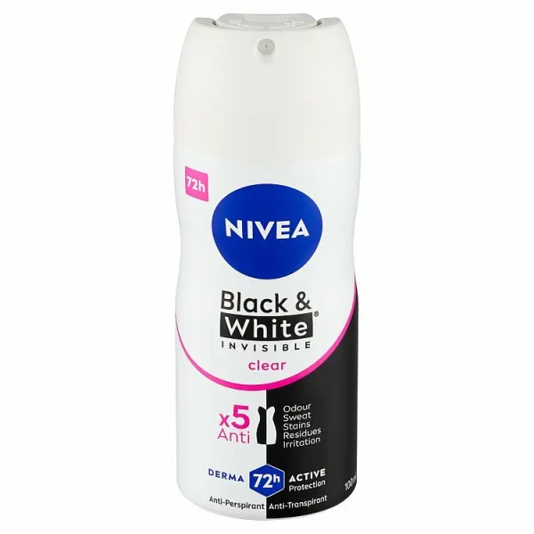 NIVEA Invisible Black & White Clear antiperspirant v spreji pre ženy 100 ml
