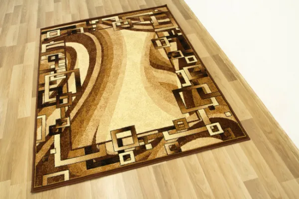 Koberec GOLD 355/12 Fale Geometria hnedý / béžový