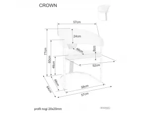 Signal Jídelní křeslo Crown Velvet béžové/zlaté