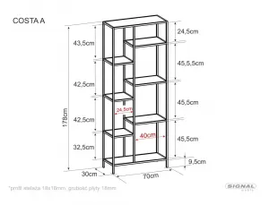 Signal Regál Costa A 70 cm černý