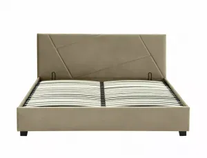Signal Dvoulůžková čalouněná postel Columbia Velvet 160x200 s úložným prostorem béžová