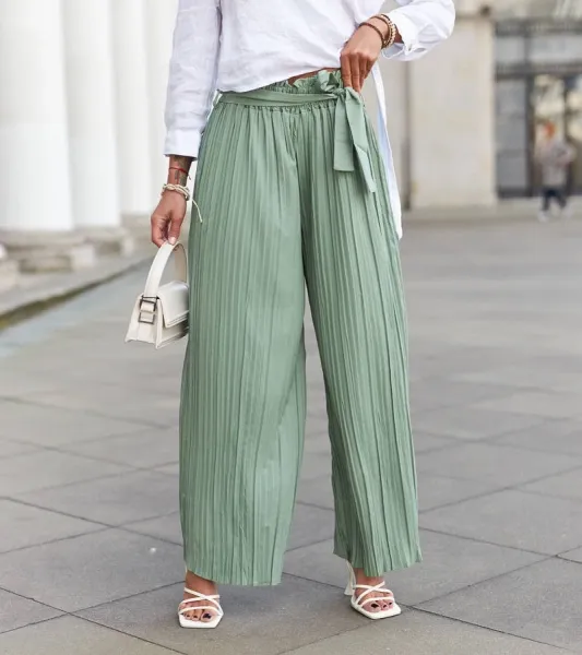 UR/CEO Green wide pleated women's pants Zakia