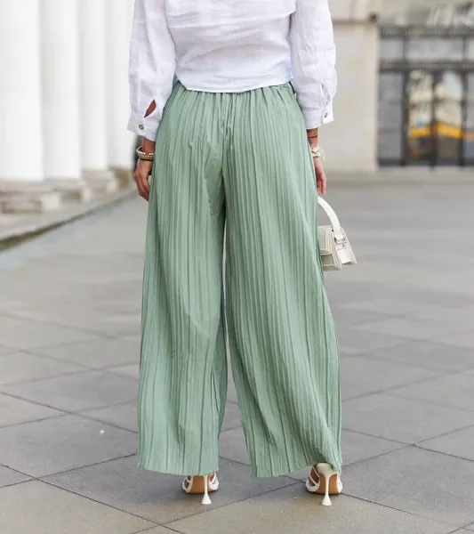 UR/CEO Green wide pleated women's pants Zakia