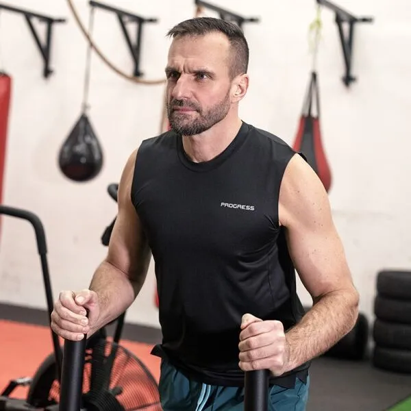 PROGRESS DRIVER SINGLET Pánske športové tielko, čierna, veľkosť