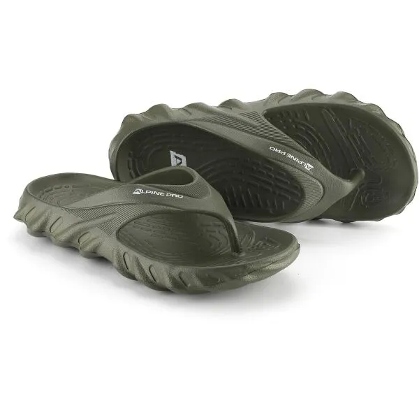 ALPINE PRO LORCEN Pánske žabky, khaki, veľkosť