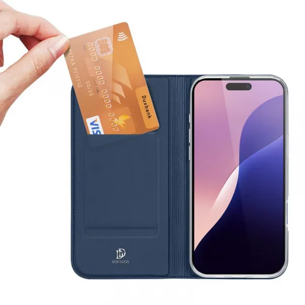 Dux Ducis Skin Pro knižkové puzdro na iPhone 16 Pro, modré