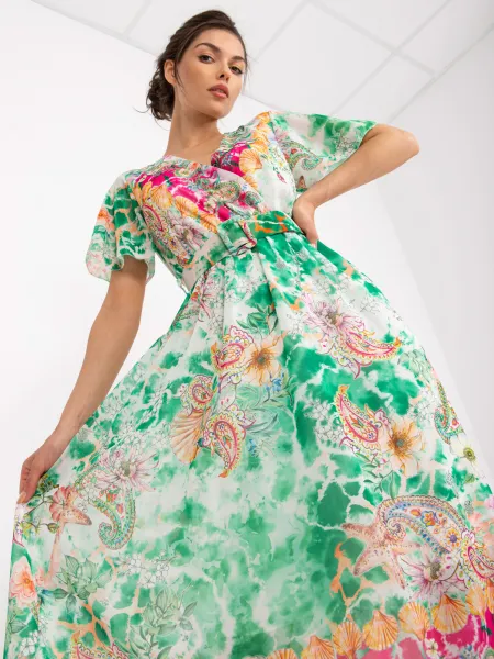 Dress-DHJ-SK-15967-1.01P-white-green