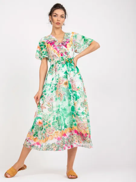Dress-DHJ-SK-15967-1.01P-white-green