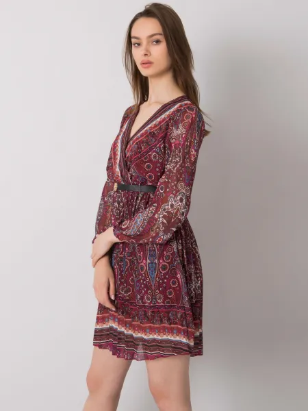 Dress-DHJ-SK-10201.93P-burgundy