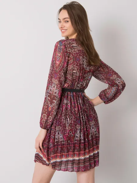 Dress-DHJ-SK-10201.93P-burgundy